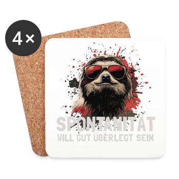 Chilliges Faultier mit Sonnenbrille - Untersetzer (4er-Set) - Weiß - Vorne