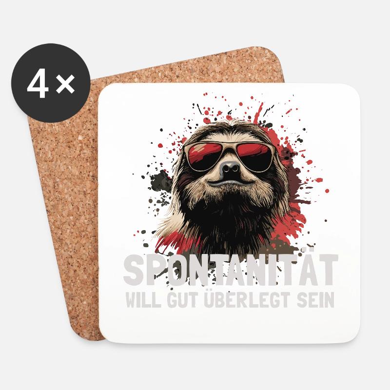 Chilliges Faultier mit Sonnenbrille - Untersetzer (4er-Set) - Weiß
