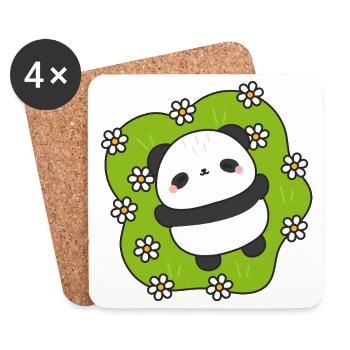 PandaCâlin Floral Vert - Dessous de verre (lot de 4) - blanc - Devant