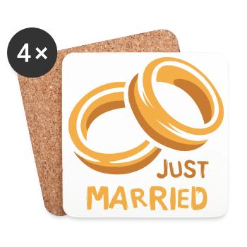 Just Married Anneaux Amour de mariage - Dessous de verre (lot de 4) - blanc - Devant
