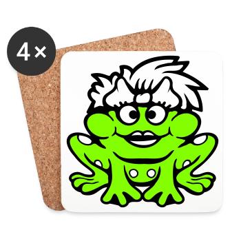 Frosch Frau Hübsch Kröte Lustig Weiblich Mädchen - Untersetzer (4er-Set) - Weiß - Vorne