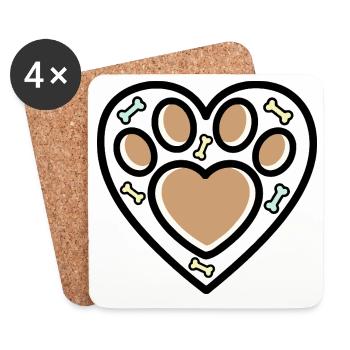 Hundeliebhaber Hundeherz - Untersetzer (4er-Set) - Weiß - Vorne