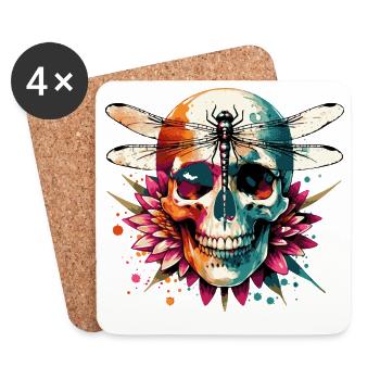 Crâne mystique - Dessous de verre (lot de 4) - blanc - Devant