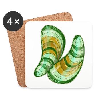 Green lipped mussels illustration - Coasters (set of 4) - white - Front
