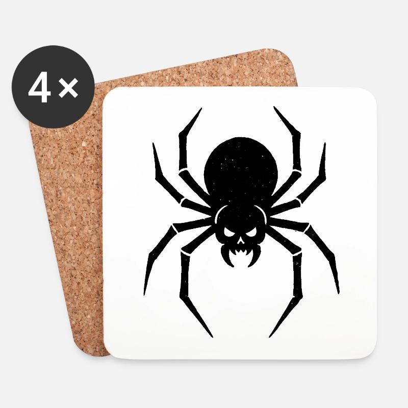 Halloween Spinne | Dunkle Spinne - Untersetzer (4er-Set) - Weiß