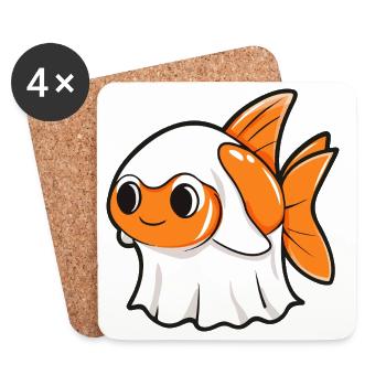 Goldfish Halloween Ghost - Coasters (set of 4) - white - Front