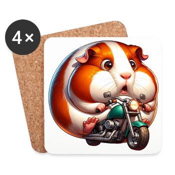 Guinea pig on motorcycle adventure - Coasters (set of 4) - white - Front