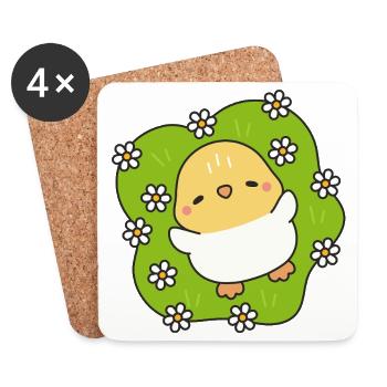Flowering Spring Chick - Coasters (set of 4) - white - Front