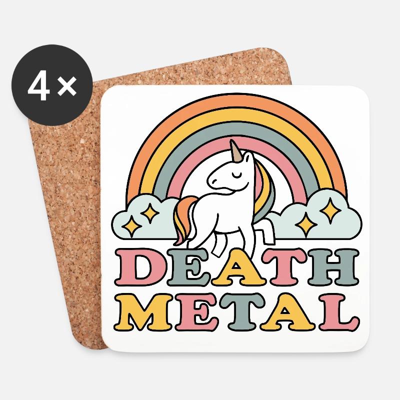 Einhorn Death Metal - Untersetzer (4er-Set) - Weiß