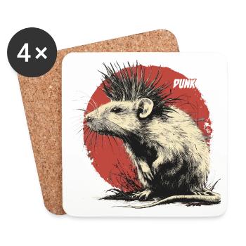 Punkrock Ratte - Untersetzer (4er-Set) - Weiß - Vorne
