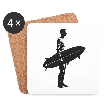 Surfer - Cooles Silhouetten-Logo - Untersetzer (4er-Set) - Weiß - Vorne