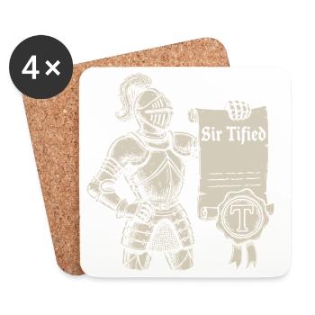 Sir Tified Chevalier Drôle Renaissance Faire Hommes GN - Dessous de verre (lot de 4) - blanc - Devant