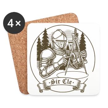 Sir Cle Chevalier Drôle Renaissance Faire Hommes GN - Dessous de verre (lot de 4) - blanc - Devant