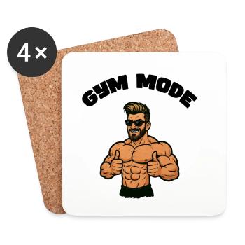 Type de héros musclé pouce levé - Dessous de verre (lot de 4) - blanc - Devant