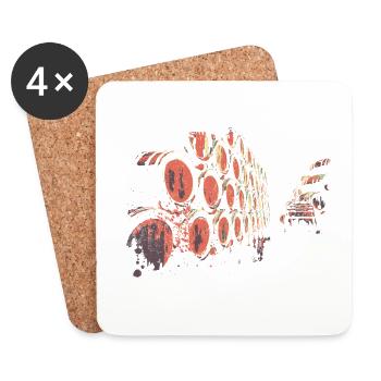 Portugal, Cave à vin de Porto illustration colorée - Dessous de verre (lot de 4) - blanc - Devant