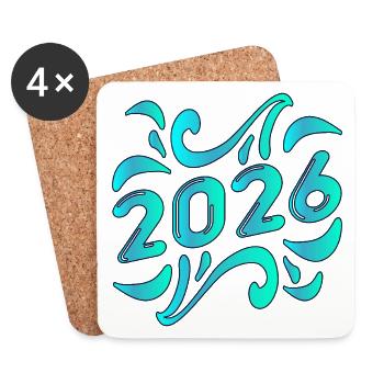 JAHRESZAHL JAHR 2026 - Untersetzer (4er-Set) - Weiß - Vorne