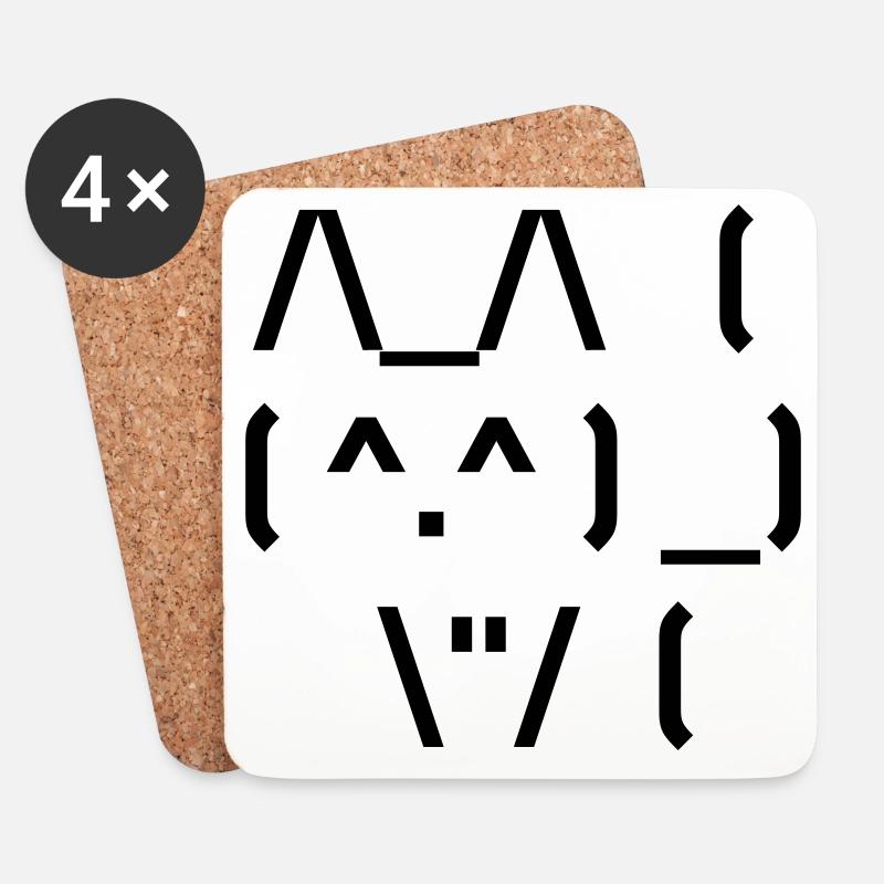 Süße Katze ASCII - Untersetzer (4er-Set) - Weiß