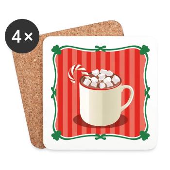 Vintage Heiße Schokolade Retro Weihnachten - Untersetzer (4er-Set) - Weiß - Vorne