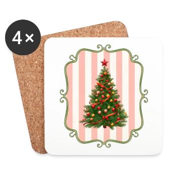 Vintage Weihnachtsbaum Retro Design - Untersetzer (4er-Set) - Weiß - Vorne