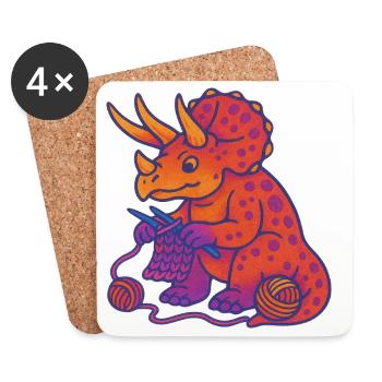 Tricot Dino Triceratops Neon Gradient - Dessous de verre (lot de 4) - blanc - Devant