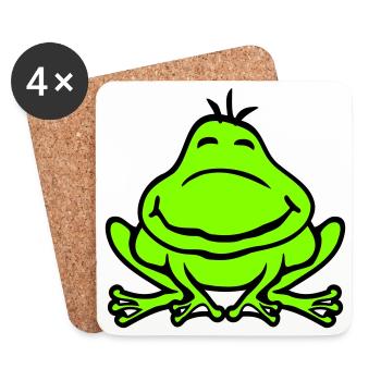 Frog Toad Smiles Funny Comic Happy Cute - Coasters (set of 4) - white - Front