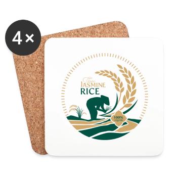 Thai Jasmine Rice Logo Organic - Untersetzer (4er-Set) - Weiß - Vorne