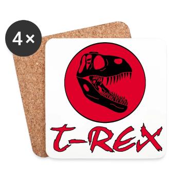 Tyrannosaurus Rex and Red Sun - Coasters (set of 4) - white - Front