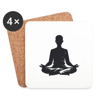 Meditation - Cool Silhouette Logo - Coasters (set of 4) - white - Front