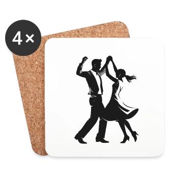 Dancing Couple - Cool Silhouette Logo - Coasters (set of 4) - white - Front