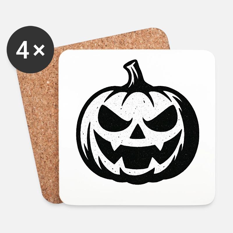 Grimmiger Halloween Kürbis - Untersetzer (4er-Set) - Weiß