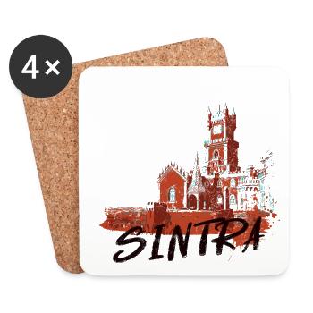 Palais de Pena Sintra illustration ocre rouge - Dessous de verre (lot de 4) - blanc - Devant
