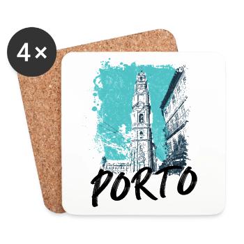 Tour des Clérigos Porto illustration artistique - Dessous de verre (lot de 4) - blanc - Devant