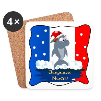 Joyeux Noël Requins France - Dessous de verre (lot de 4) - blanc - Devant