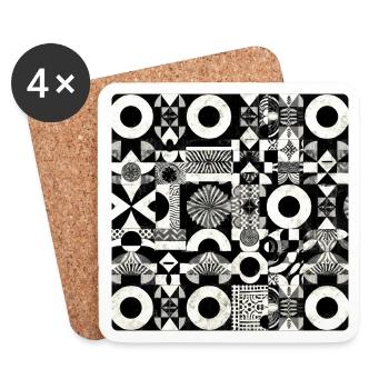 Abstraktes Schwarz-Weiß Muster Geometrie - Untersetzer (4er-Set) - Weiß - Vorne