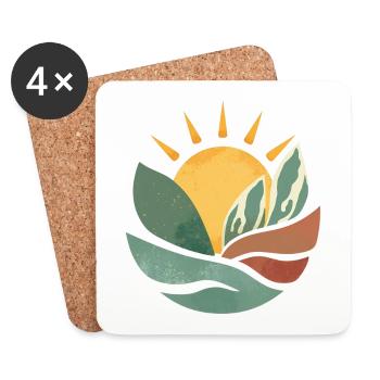 Paysage minimaliste avec lever de soleil - Dessous de verre (lot de 4) - blanc - Devant
