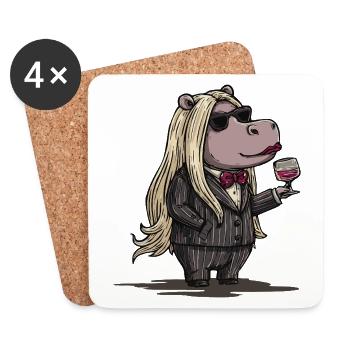 Stylish Gangster Hippo - Untersetzer (4er-Set) - Weiß - Vorne