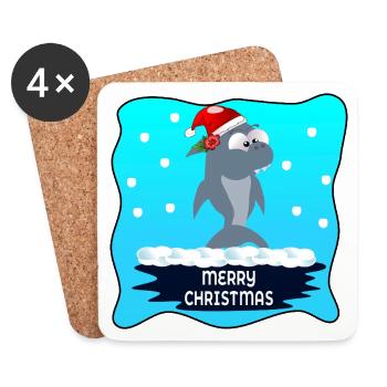 JOYEUX NOËL VOEUX REQUIN - Dessous de verre (lot de 4) - blanc - Devant