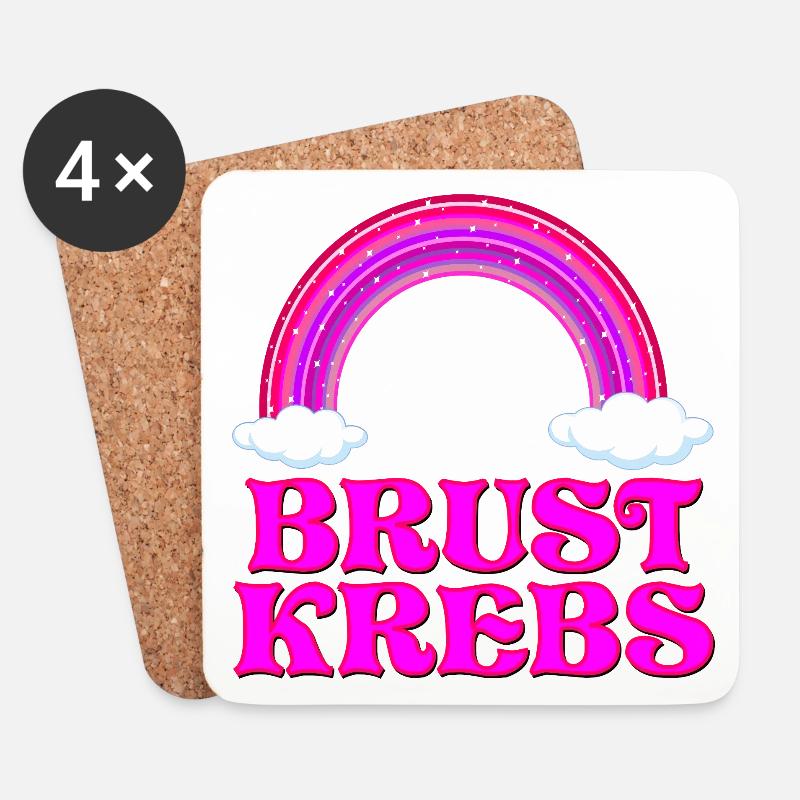 BRUSTKREBS REGENBOGEN - Untersetzer (4er-Set) - Weiß