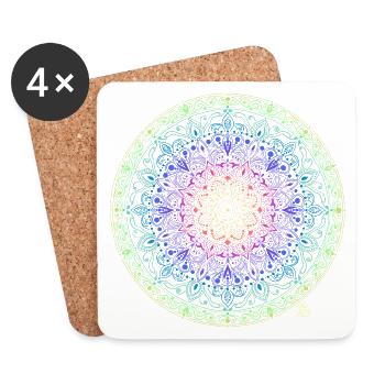 Regenbogen Mandala Fusion - Untersetzer (4er-Set) - Weiß - Vorne