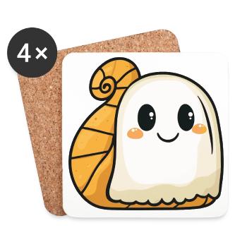 Escargot Halloween fantôme - Dessous de verre (lot de 4) - blanc - Devant