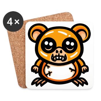 Hamster Halloween Bande Dessinée Drôle - Dessous de verre (lot de 4) - blanc - Devant