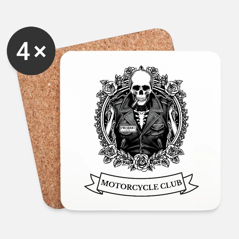 MOTORRADCLUB001 - Untersetzer (4er-Set) - Weiß