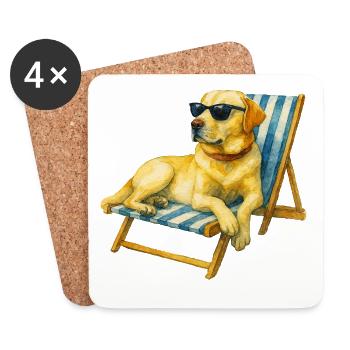 Labrador Hund Sommer Chill Geschenkidee - Untersetzer (4er-Set) - Weiß - Vorne