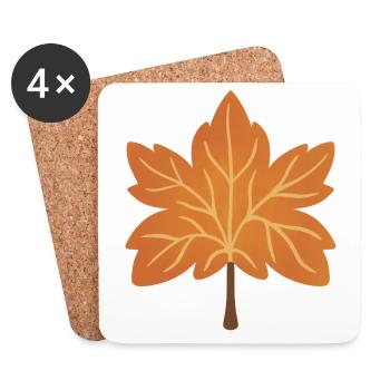 Herbstliche Ahornblatt-Silhouette - Untersetzer (4er-Set) - Weiß - Vorne