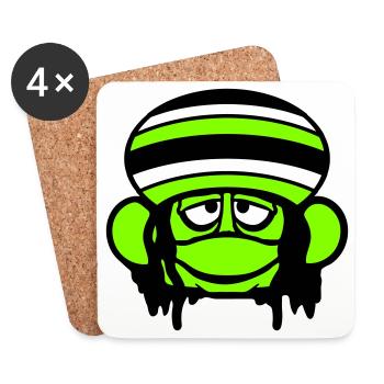 Frosch Reggae Musik Rasta Haare Mütze Jamaika Fun - Untersetzer (4er-Set) - Weiß - Vorne