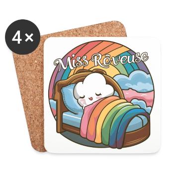Miss Dreamer Design Child Dreamer and Sleep - Coasters (set of 4) - white - Front