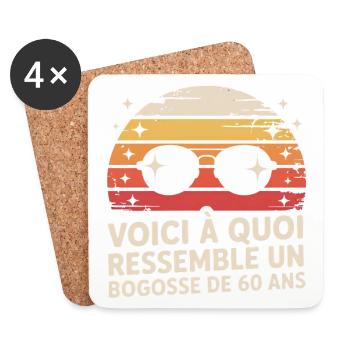 Lunettes Vintage 60 Ans Fun - Dessous de verre (lot de 4) - blanc - Devant