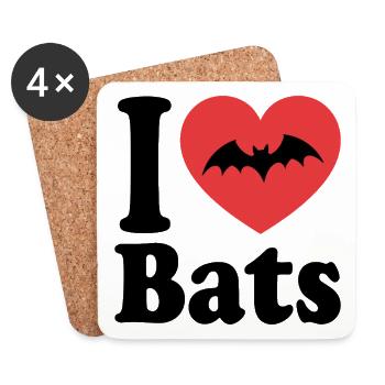 I Love Bats – Bat Lover - Coasters (set of 4) - white - Front
