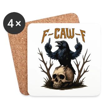 F Caw F Crow Halloween Shirt | Gothic Spooky Tee - Coasters (set of 4) - white - Front