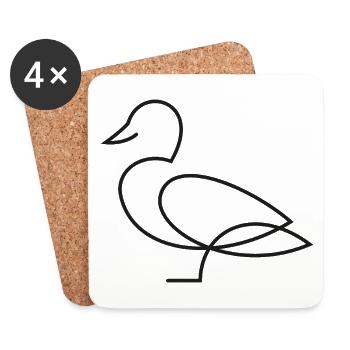Croquis de canard – Motif animalier minimaliste - Dessous de verre (lot de 4) - blanc - Devant
